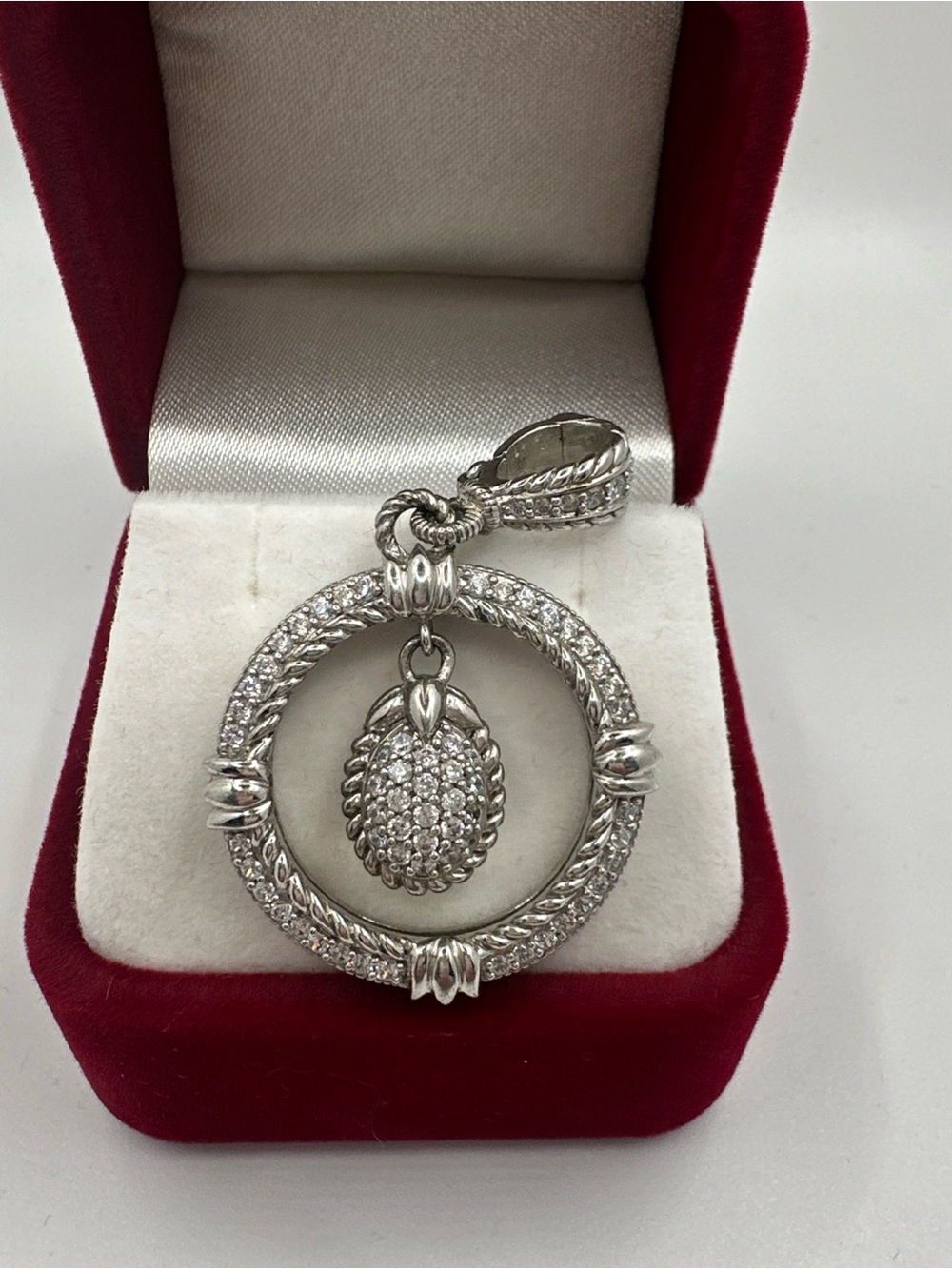 Sterling Silver Crystal Pavé Pendant Necklace - Silver